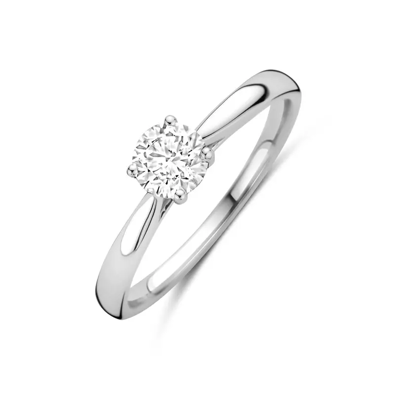 14k Witgouden damesring met 0.50ct lab grown diamant