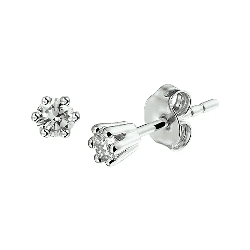 14k witgouden oorknopjes met diamant – briljant geslepen 0.10ct
