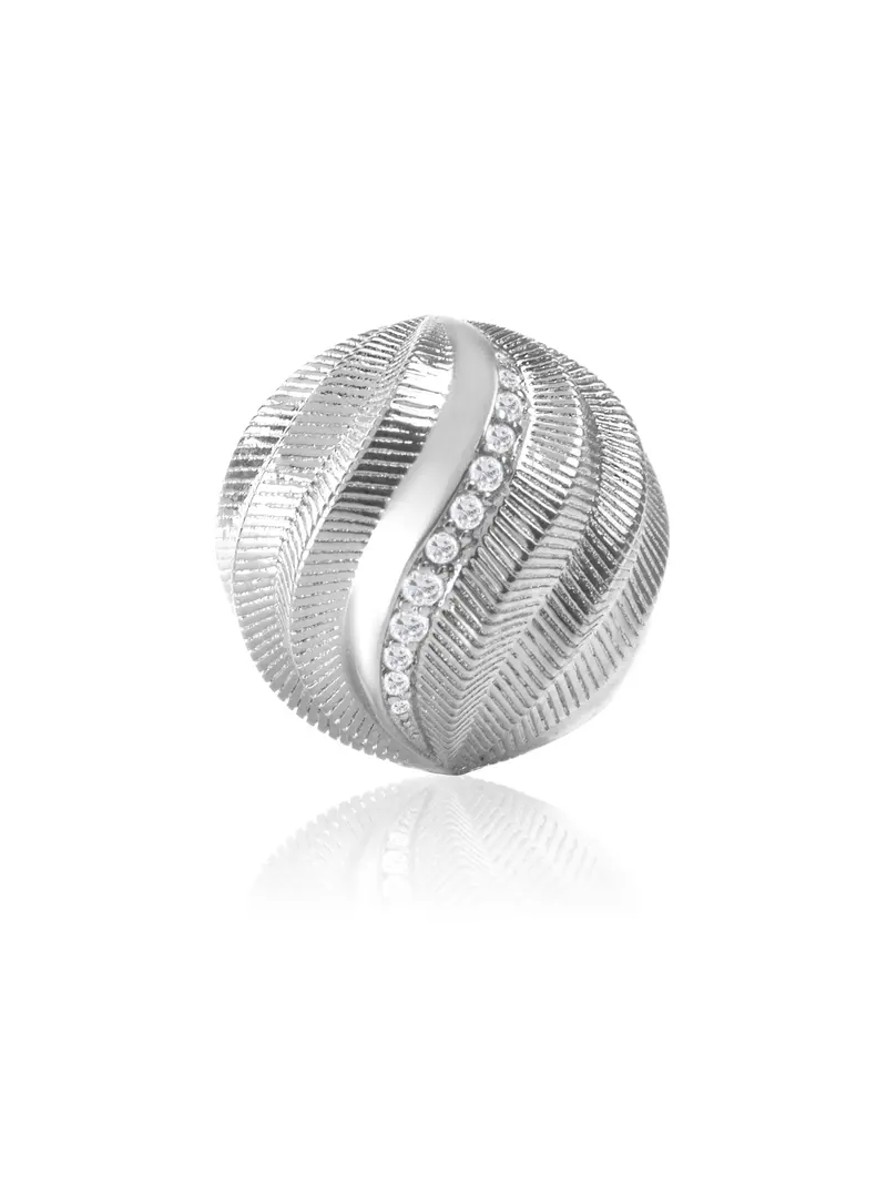 14mm Silver - Twisted CNC cut - Clear CZ