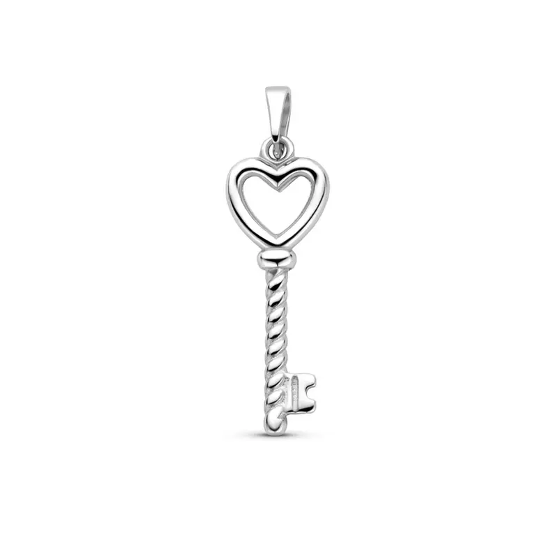 925 Gerhodineerd Zilveren Hanger Hart en Sleutel