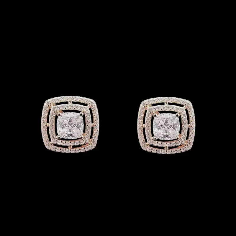 925 Sterling Vergulde Ajour Oorbellen met Zirkonia Stenen