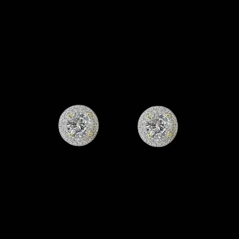 925 Sterling Vergulde Entourage Oorbellen met Zirkonia Stenen