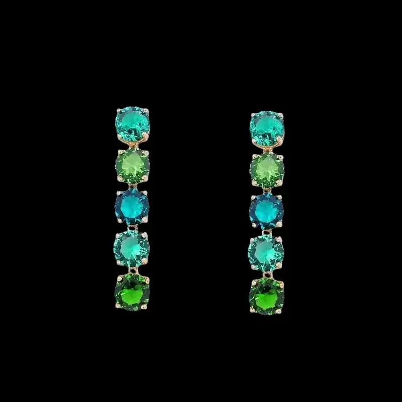 925 Sterling Vergulde Oorbellen met Groene Zirkonia Stenen