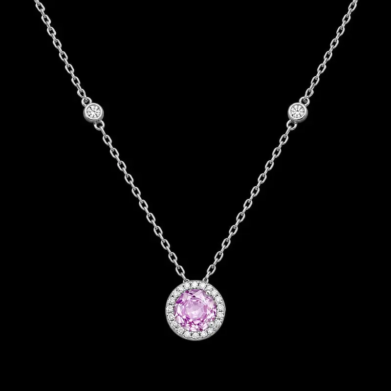 925 Sterling Zilveren Collier met Lila Zirkonia