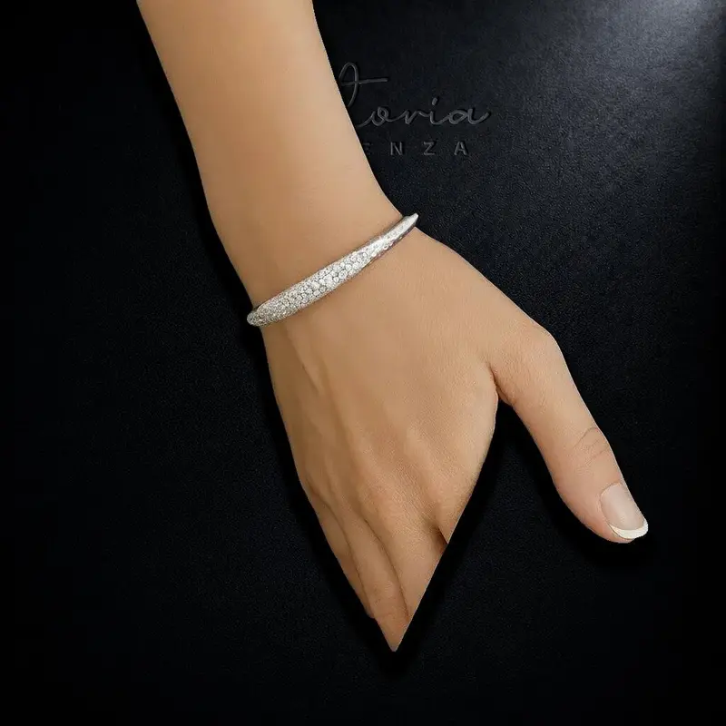 925 Sterling Zilveren Cuff-Armband met Zirkonia