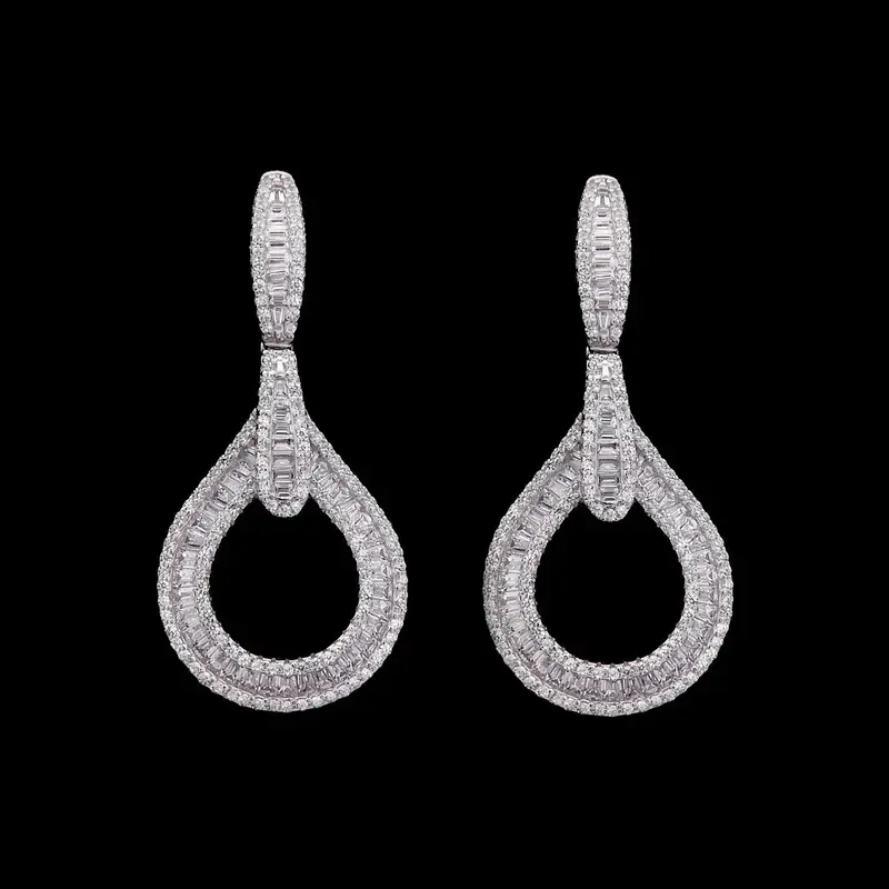 925 Sterling Zilveren Druppel Oorbellen met Zirkonia Stenen
