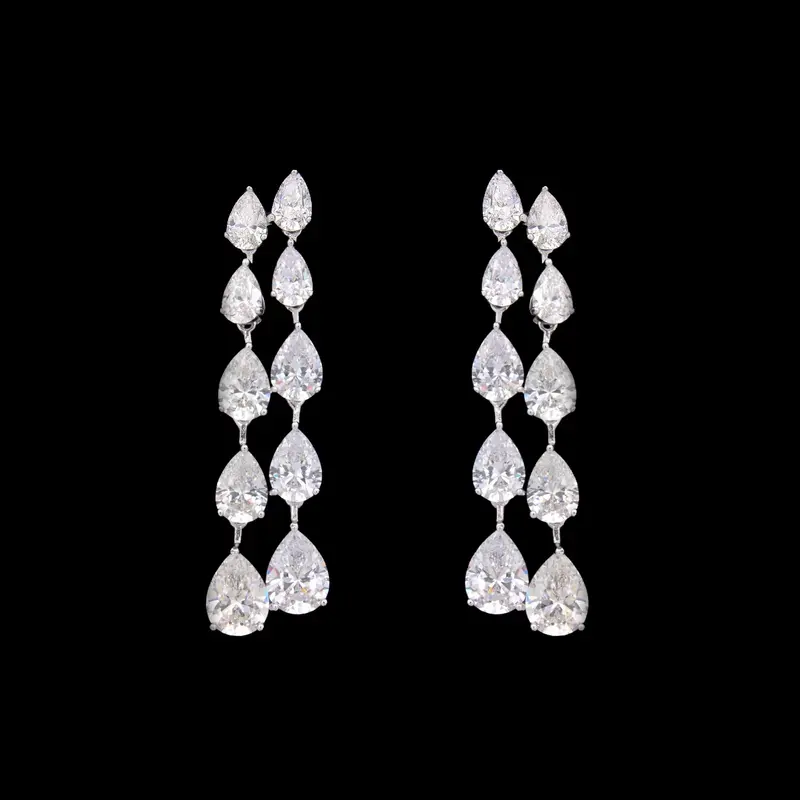 925 Sterling Zilveren Dubbele Oorbellen met Zirkonia Stenen