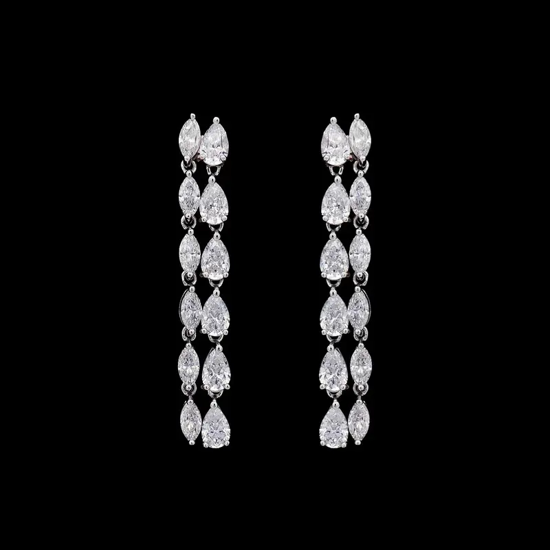 925 Sterling Zilveren Dubbele Oorbellen met Zirkonia Stenen