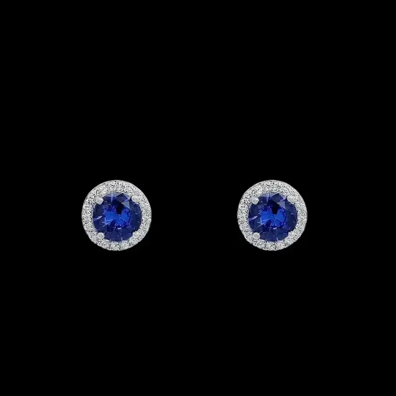 925 Sterling Zilveren Entourage Oorbellen met Blauwe en Witte Zirkonia Stenen