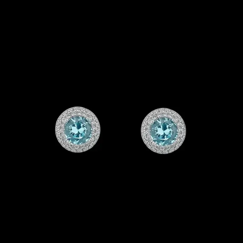 925 Sterling Zilveren Entourage Oorbellen met Blauwe en Witte Zirkonia Stenen