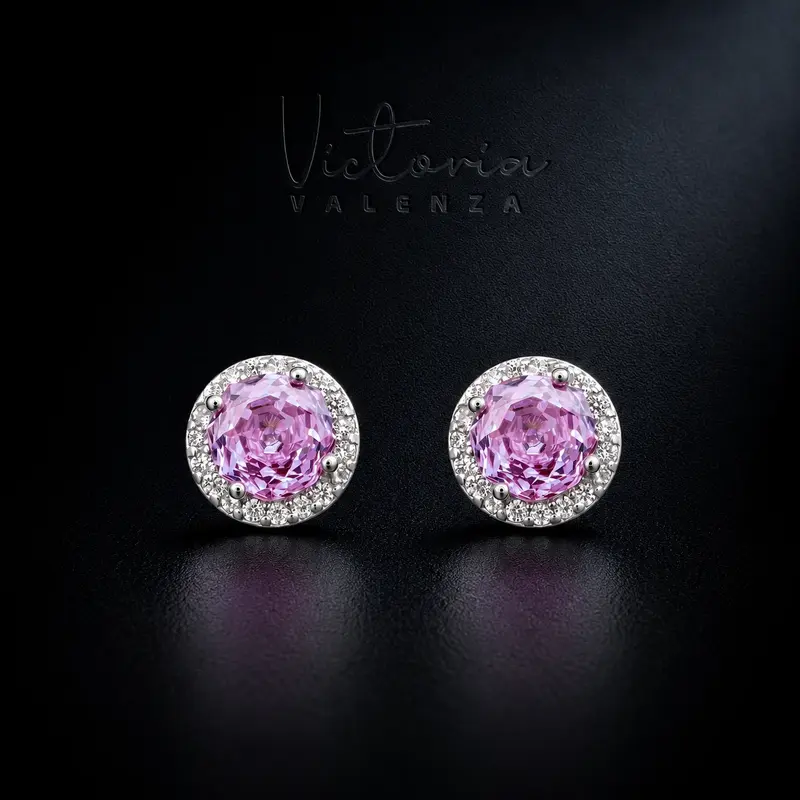 925 Sterling Zilveren Entourage Oorbellen met Lila Zirkonia Stenen