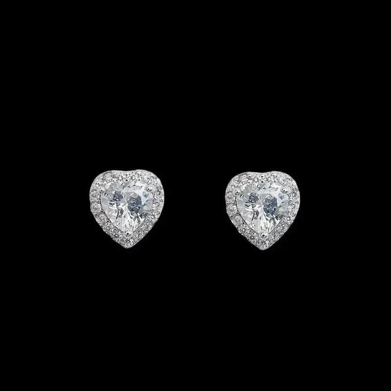 925 Sterling Zilveren Hart Oorbellen met Zirkonia Stenen