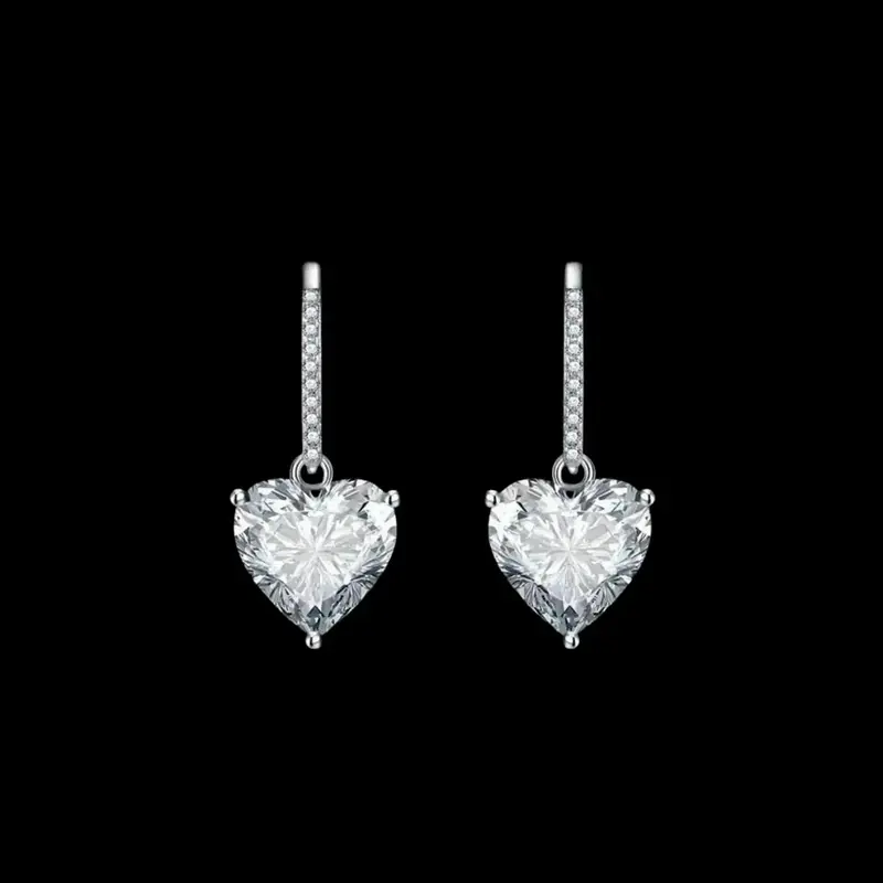 925 Sterling Zilveren Hart Oorbellen met Zirkonia Stenen