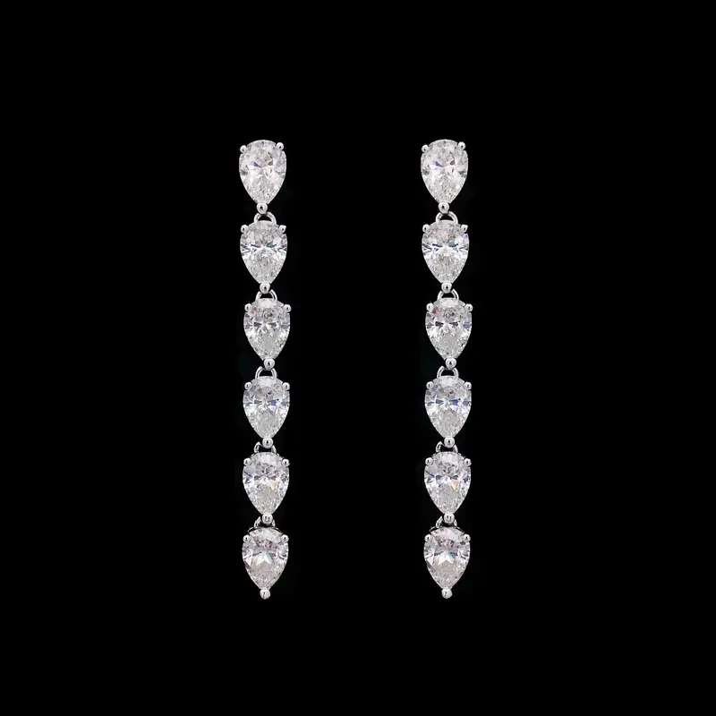 925 Sterling Zilveren Lange Oorbellen met Zirkonia Stenen