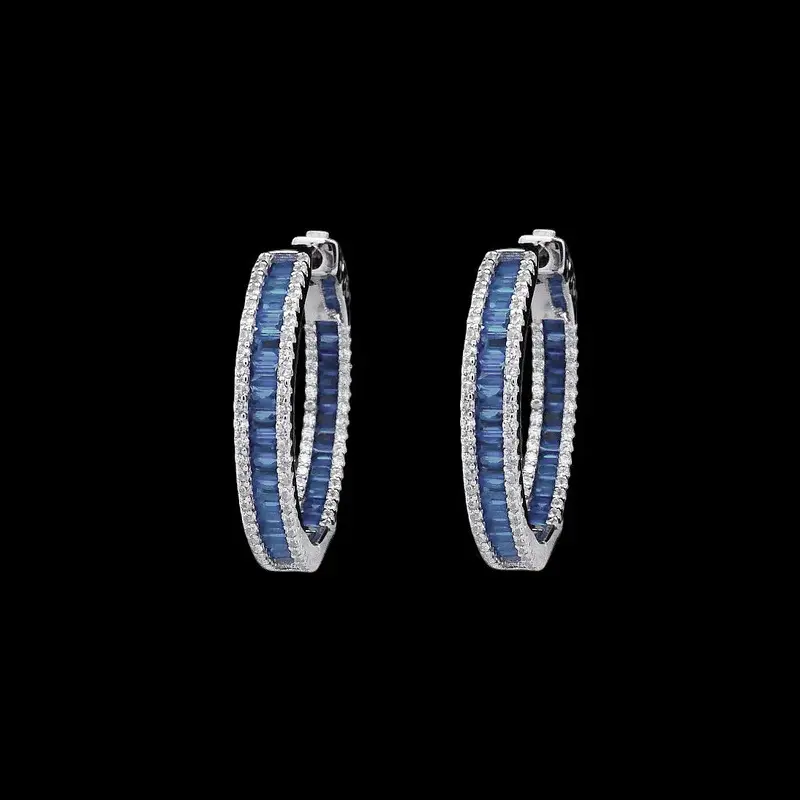 925 Sterling Zilveren Oorbellen met Blauwe Zirkonia Stenen