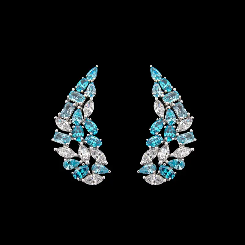 925 Sterling Zilveren Oorbellen met Blauwe Zirkonia Stenen