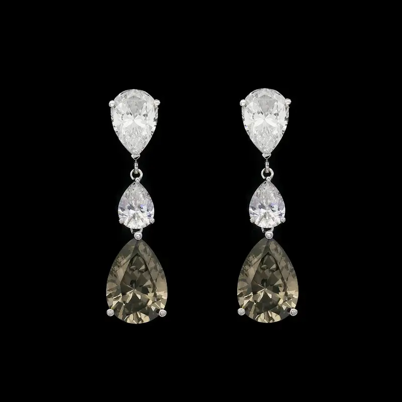 925 Sterling Zilveren Oorbellen met Bruine Zirkonia Stenen
