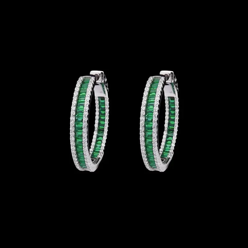 925 Sterling Zilveren Oorbellen met Groene Zirkonia Stenen