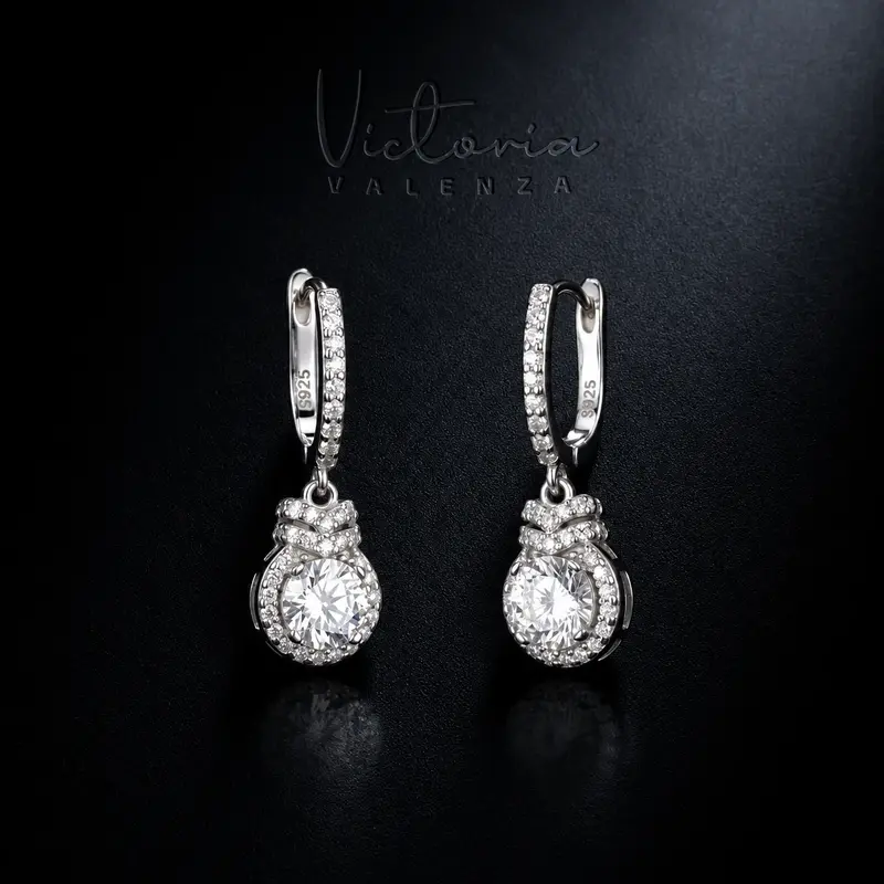 925 Sterling Zilveren Oorbellen met Ornament met Zirkonia Stenen