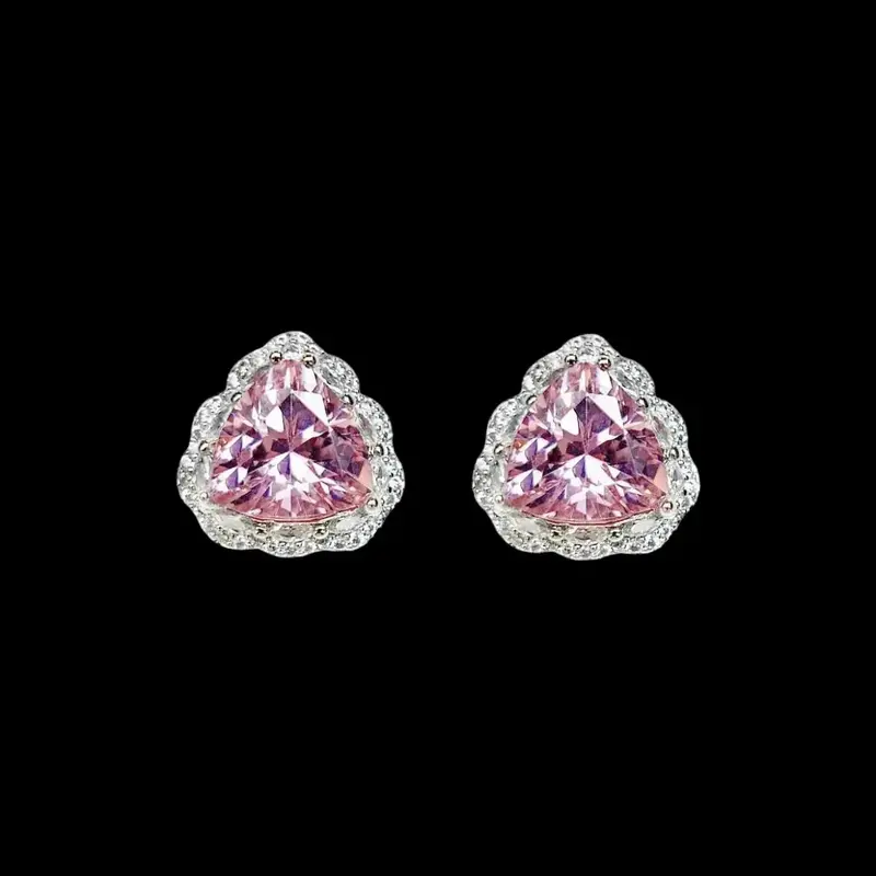925 Sterling Zilveren Oorbellen met Roze Zirkonia Stenen
