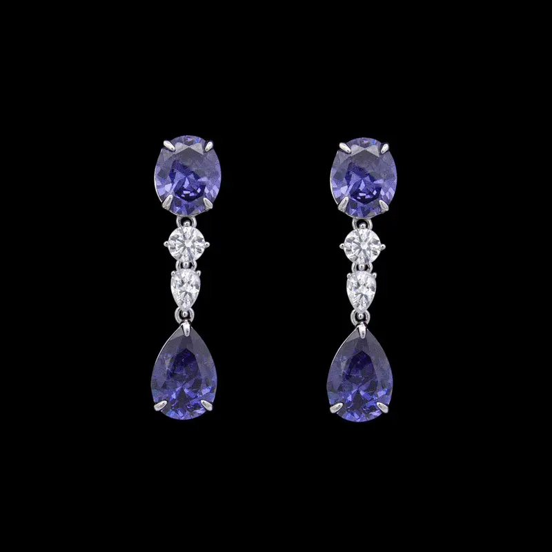 925 Sterling Zilveren Oorbellen met Tanzaniet Blauwe Zirkonia Stenen