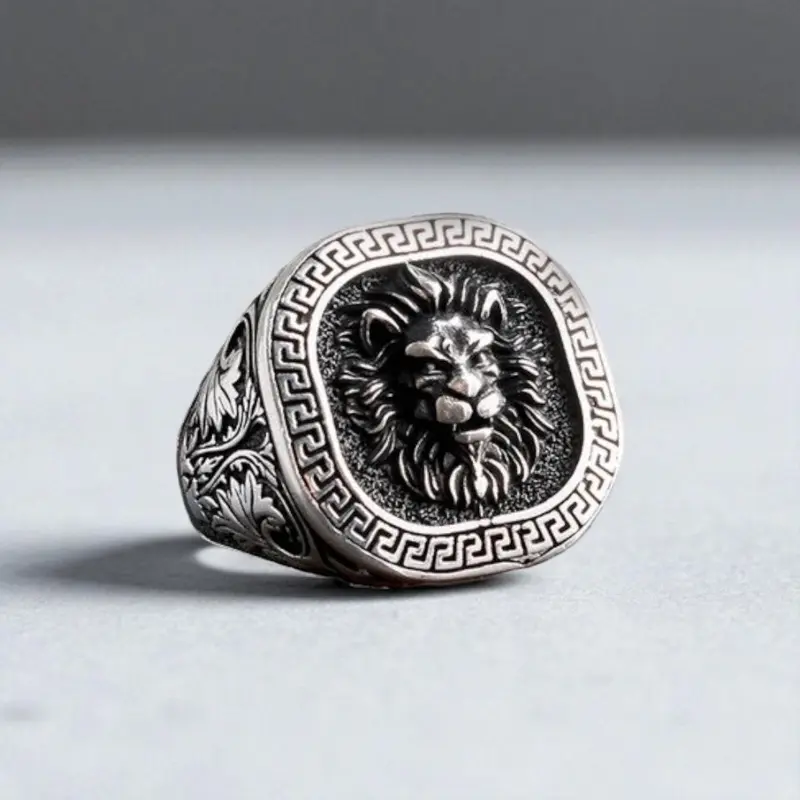925 Sterling Zilveren Ring met Leeuwenkop Design