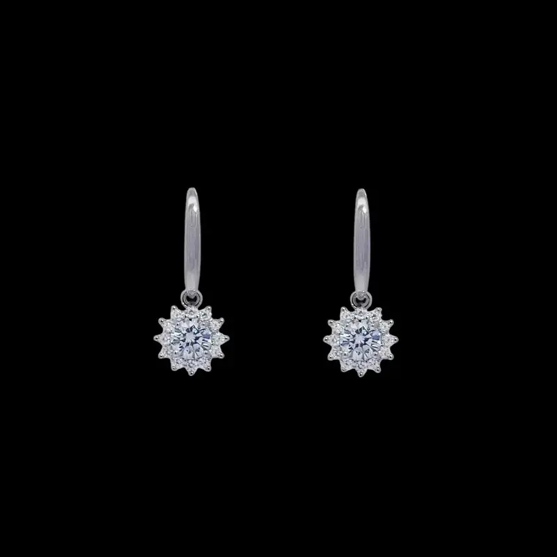 925 Sterling Zilveren Rozet Oorbellen met Zirkonia Stenen