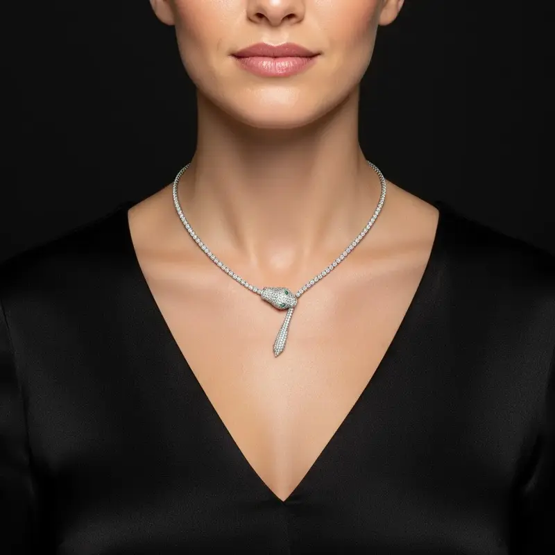 925 Sterling Zilveren Slangen Tenniscollier met Zirkonia Stenen