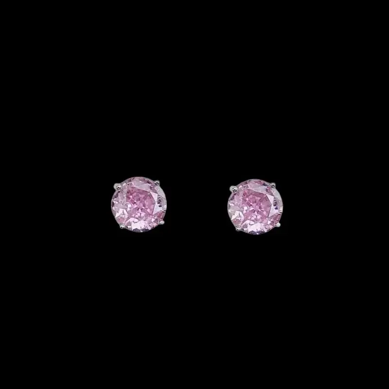 925 Sterling Zilveren Solitair Oorbellen met Roze Zirkonia Stenen