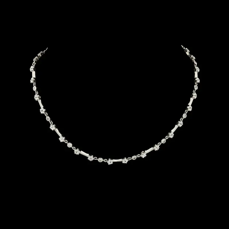 925 Sterling Zilveren Ster Schakelcollier met Zirkonia Stenen