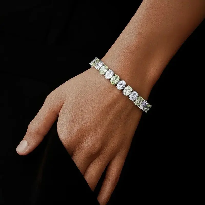 925 Sterling Zilveren Tennisarmband met Gele Ovale Zirkonia Stenen