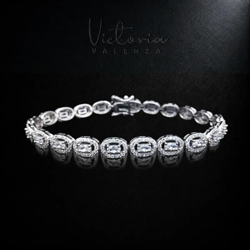 925 Sterling Zilveren Tennisarmband met Ovale Zirkonia Stenen