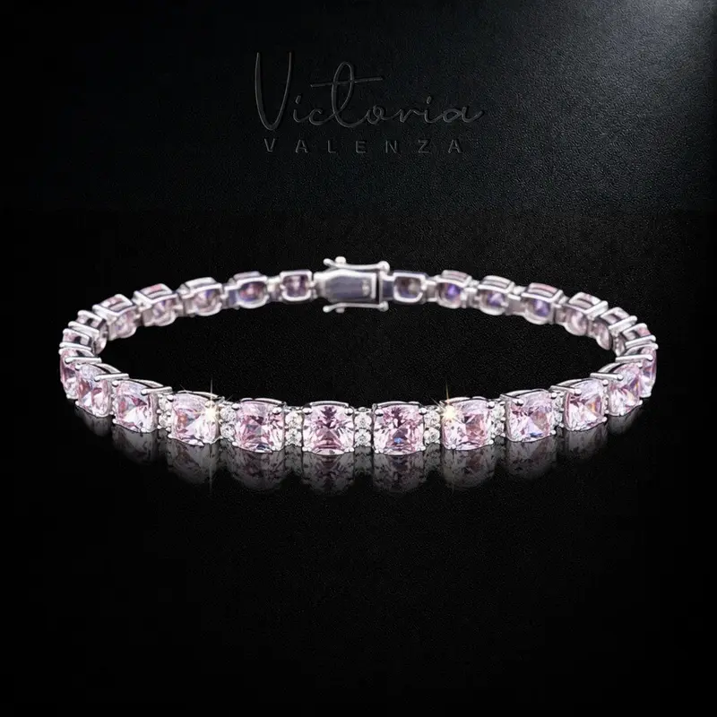 925 Sterling Zilveren Tennisarmband met Roze Zirkonia Stenen