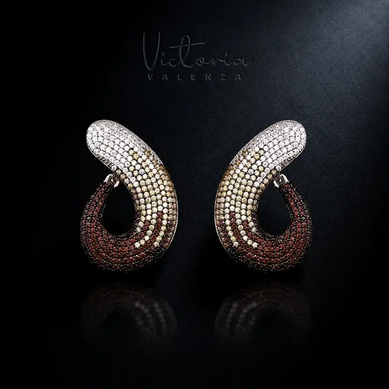 925 Sterling Zilveren Twist Oorbellen met Bruine Zirkonia Stenen