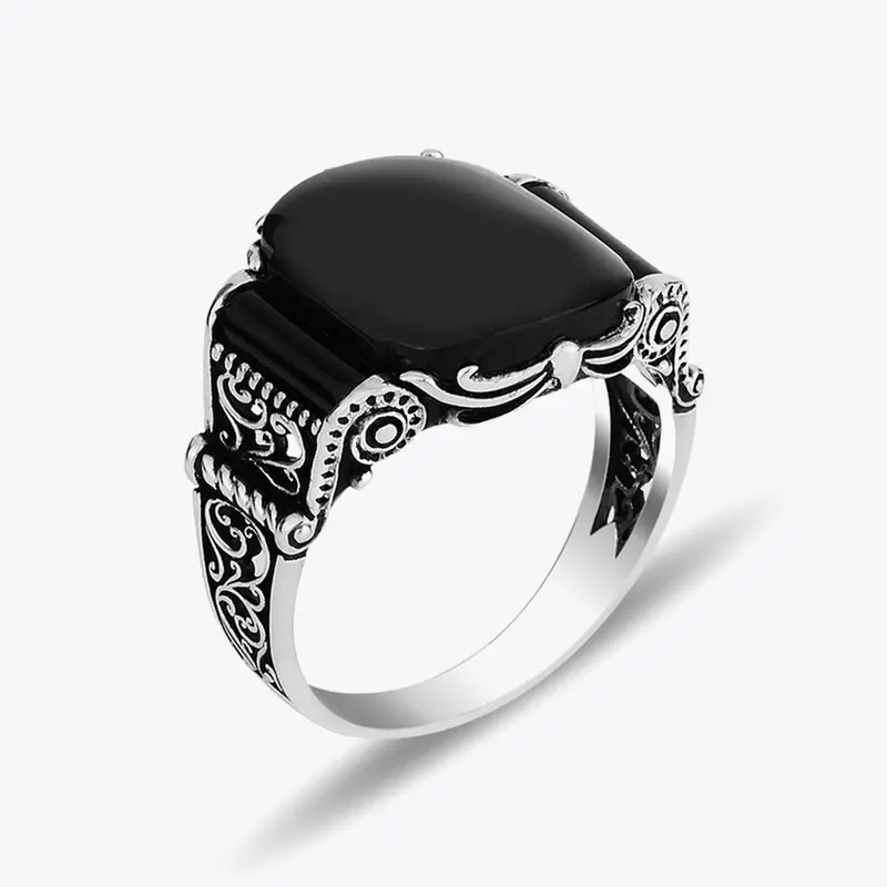 925 Zilveren Heren Ring Met Onyx Steen ORTBL176