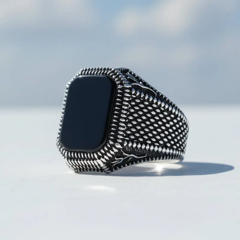 925 Zilveren Herenring Met Onyx Steen LMR140