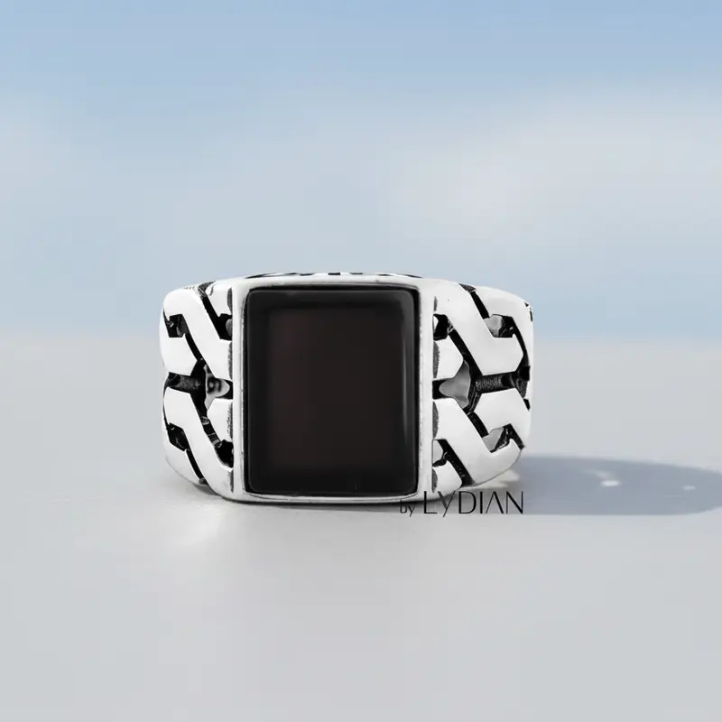 925 Zilveren Herenring Met Onyx Steen LMR230