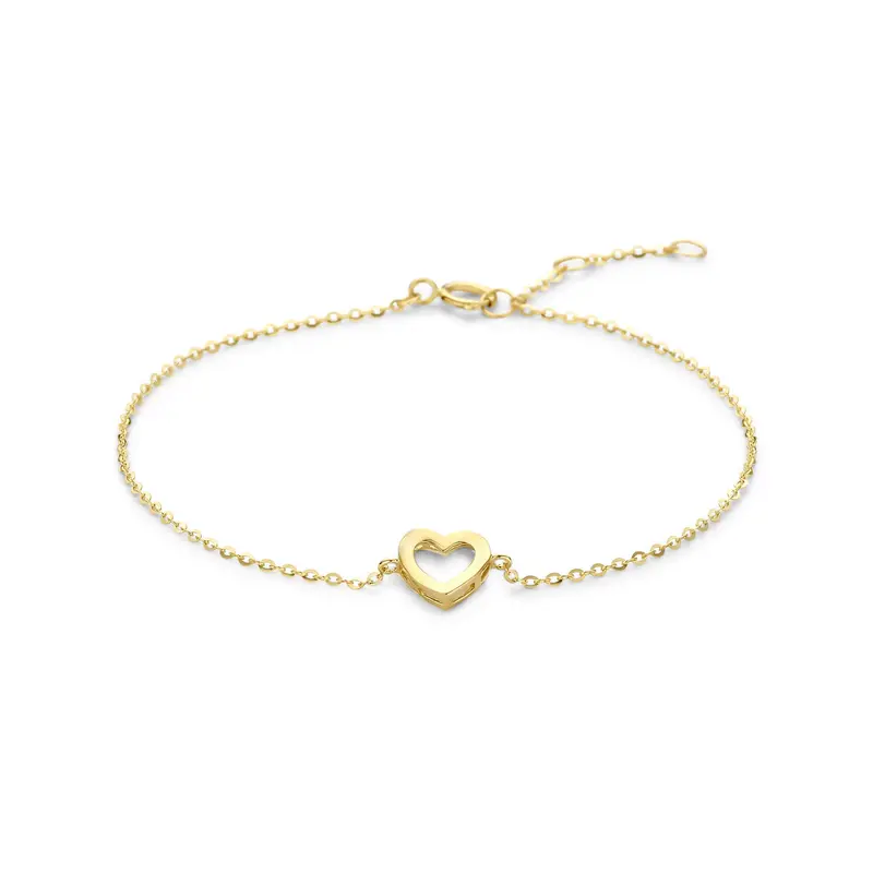 9K armband hartje 16,5 - 17,5 - 18,5 cm 9K geelgoud 6,5 x 7 mm – 8000181