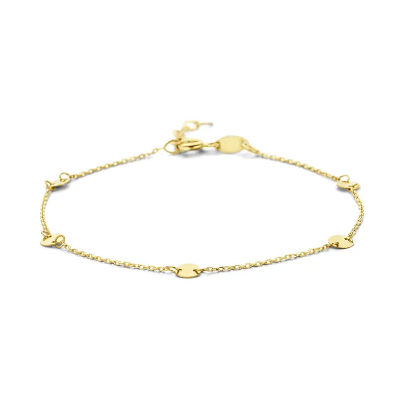 9K armband ronde plaatjes 16,5 + 2 cm 9K geelgoud
