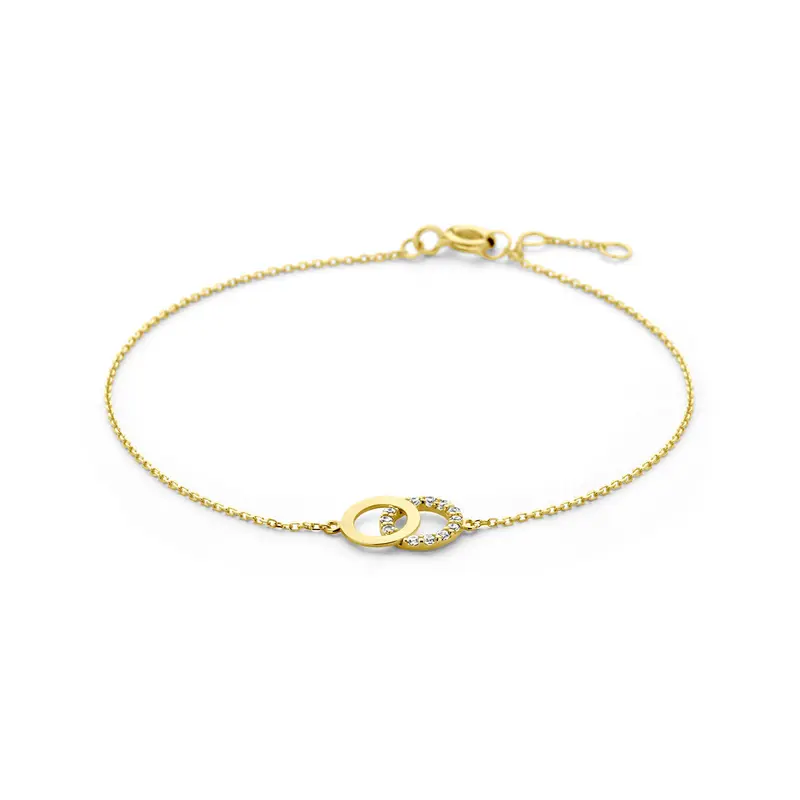 9K armband zirkonia 16,5 - 17,5 - 18,5 9K geelgoud