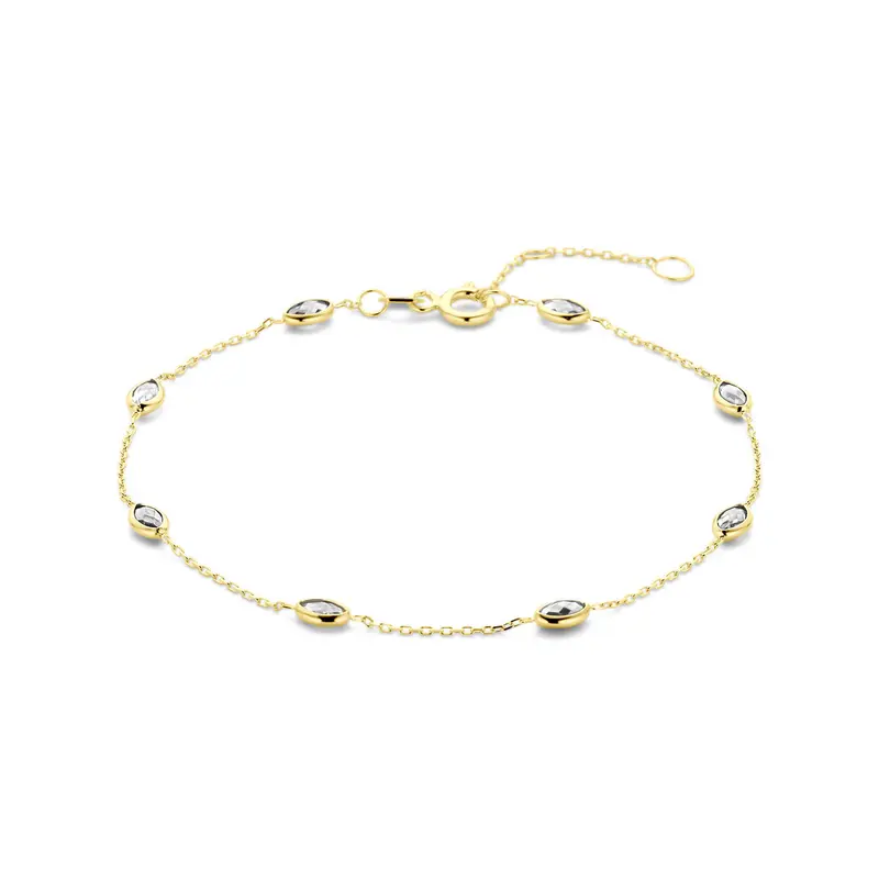 9K armband zirkonia 16,5 - 17,5 - 18,5 cm 9K geelgoud 3,5 mm – 8000448