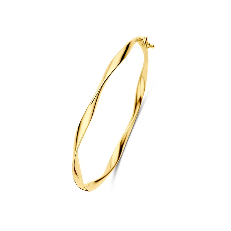9k bangle scharnier gedraaid buis 4 x 62 mm 9K geel