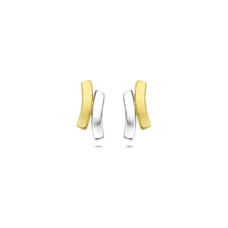 9k bicolor gouden oorknopjes