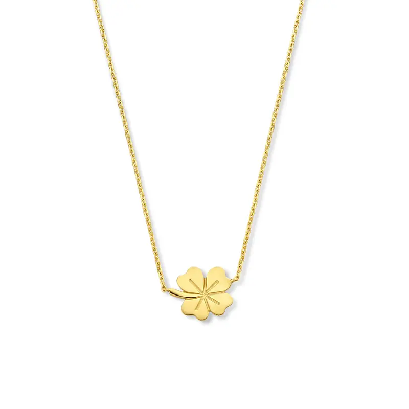 9K collier klavertje 40 - 42 - 44 cm 9K geelgoud
