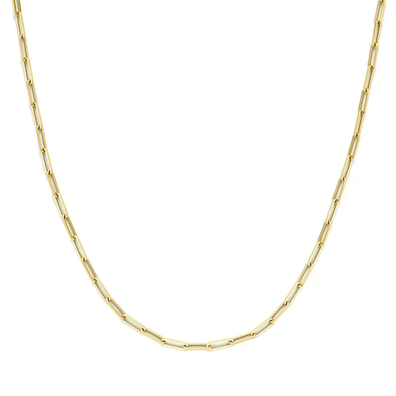 9k collier paperclip vierkante buis 3,0 mm 45 cm 9K geel