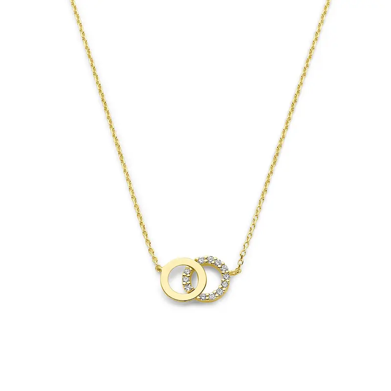 9K collier zirkonia 40 - 42 - 44 cm 9K geelgoud 7,5 x 11 mm – 8000215