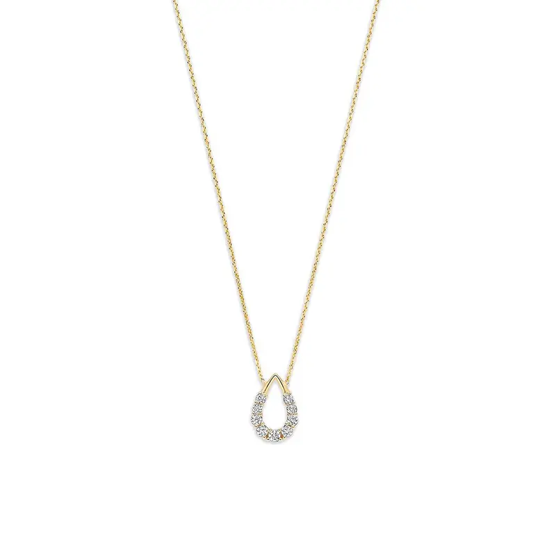 9k geelgouden collier met druppel en zirkonia