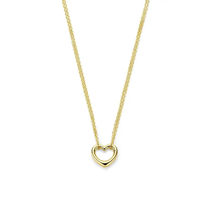 9k Geelgouden collier met hartje