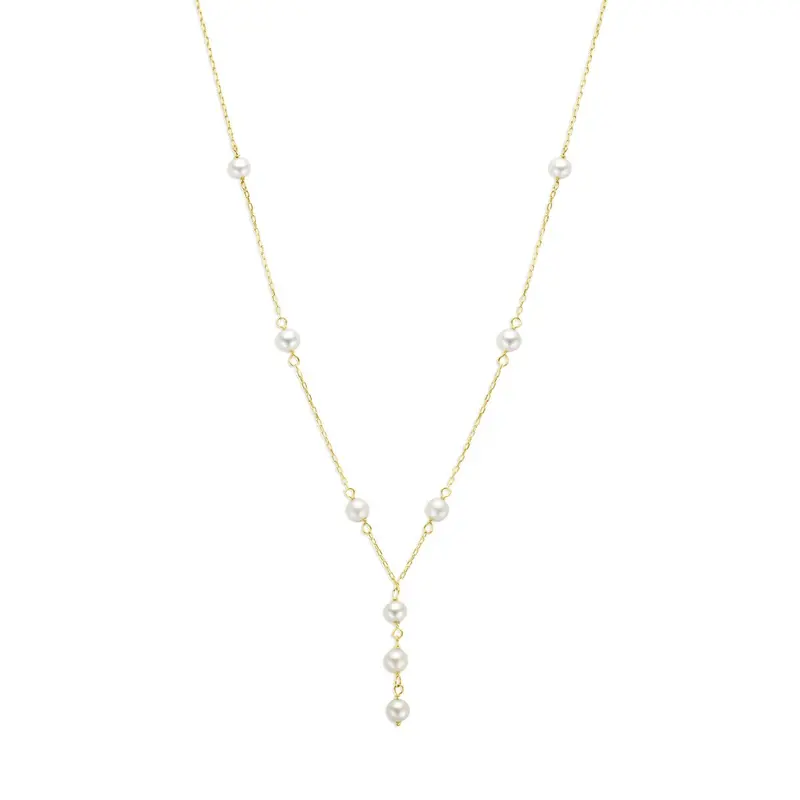 9k geelgouden collier met parel