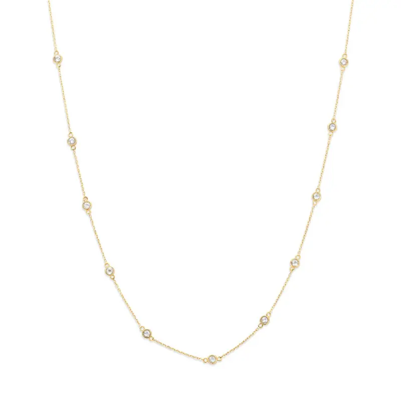 9k geelgouden collier met zirkonia